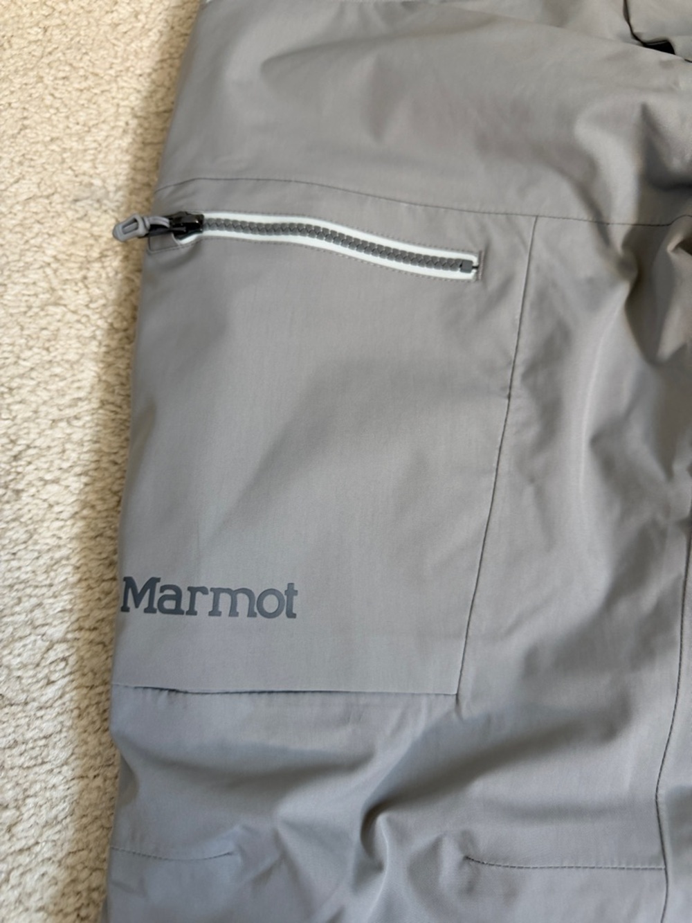 Marmot women’s Light Gray Waterproof Ski Pants with Black Cuffs - Picture 4 of 8